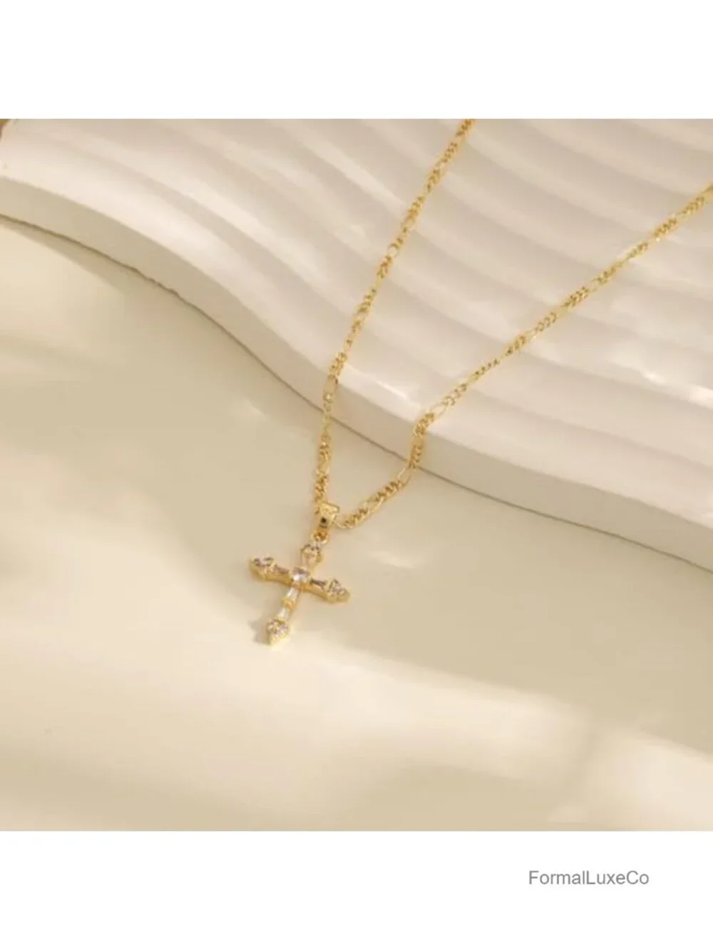 Double Cross Necklace 14K Gold Plated Pendant Dainty Choker Necklace Trendy